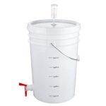 U.S. Solid Plastic Fermenter – 6.5 Gallon Food-Grade Fermenting Bucket Homebrewing Fermentor with Spigot and Airlock
