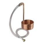 Coldbreak Homebrew 3-5 Gallon Batch Copper Immersion Wort Chiller, Medium, 3/8” x 30′ Pure Copper, Leak Free Compression Barbs, Tubing and Garden Hose Fitting, USA Made