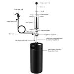 WELLBOM 128 OZ Mini Keg Party Picnic Pump Beer faucet Dispenser Kit, 304 Stainless Steel Black Matte 3.6L Homebrew Beer Growler Keg Tap Spear Dispenser Beer line Self-Closing Spring Kit