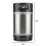 TMCRAFT New 3 Gallon Ball Lock Keg, Stainless Steel Beer Keg with Dual Rubber Handle for Home Brew
