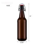 Jucoan 10 Pack Amber Glass Beer Bottles,16 oz Swing Top Glass Bottles with Airtight Rubber Seal Flip Cap Stoppers for Home Brewing Fermenting Beer, Kombucha Tea, Wine, Beverage