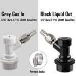 ?2 Pairs?MRbrew Ball Lock Disconnect Set, Home Brew Ball Lock Keg Fittings with MFL Thread Swivel Nuts, Corny Keg Fittings with Stainless Steel 5/16” Gas & 1/4” Liquid Barbs & Extra 4 Hose Clamps