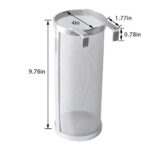 Gekufa Hop Filter 4 x 10 Inch Hop Spider 300 Micron Mesh Stainless Steel Strainer with Spoon for Home Beer Brewing Kettle Homebrew Hop Strainer