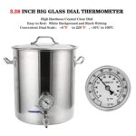 FERRODAY 1/2 NPT Stainless Steel Thermometer Dial Thermometer 1/2 NPT Homebrew Kettle Thermometer Weldless with Lock Nut & O-Ring 0-220ºF Kettle Thermometer 3″ Stainless Brewing Stock Pot Thermometer