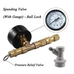 PERA Beer Brew Adjustable Pressure Relief Valve with Ball Lock Gas Disconnect MFL, Gauge 0-15 PSI, Home Brewing Kegging Tools