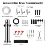 Hilangsan 3 Tap Beer Tower Draft Beer Tower Kegerator Tower Stainless Steel Beer Tower Dispenser Three Beer Tap Faucet with Spring Pre-installed Beer Line 3” Kegerator Tap Tower Kit for Homebrew