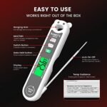 KAIWEETS Meat Thermometer Digital, Waterproof Instant Read Thermometer with Backlight LCD Screen, Fast Food Thermometer with Foldable Long Probe for Cooking, Grilling, Kitchen Gadgets, BBQ, Beef