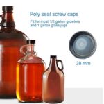 12 Pack 38mm Growler Caps Growler Lids Poly Seal Screw Caps Poly Seal Growler Caps Compatible with 1/2 Gallon and 1 Gallon Glass Gallon Jugs Replacement for Homebrew Wine Making Beer Brewing, Black