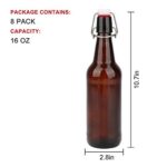 Glass Bottles with Swing Top Lids,Maredash Amber Glass Bottles for Home Brewing, Beer(8 pack)