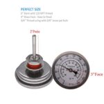 Homebew Weldless Bi-Metal Thermometer Kit, 3″ Face & 2″ Probe, 1/2″ MNPT, 0~220F Degree, Beer Brewing Thermometer, Homebrew Kettle