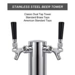 FERRODAY Dual Faucet Beer Tower Double Tap Beer Tower Beer Facet Dispenser Double Beer Tap Stainless Steel Tower Brass Faucet Stainless Core Pre-assembled Lines Keg Tower 3″ Kegerator Tower Homebrew