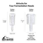 North Mountain Supply 2-Piece Airlocks for Fermentation – Airlocks for Wine Making, Brewing Beer, and Fermenting Foods – 6 Pack