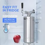 128OZ Mini Keg Growler, Pressurized Home Dispenser System with Self-Closing Design Faucet Keeps Carbonation and Fresh for Homebrew, Craft and Draft Beer