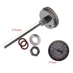 Homebrew Thermometer,Stainless Steel Thermometer with Lock Nut for Brewing Weldless Bi-Metal Thermometer Kit, 3″ Face & 6″ Probe, 1/2″ MNPT