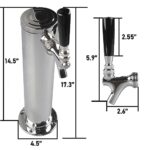 LUCKEG Single Tap Beer Tower Stainless Steel 3 inch Draft Beer Dispenser with Worm Clamp & Beer Line with Liquid Ball Lock and Swivel Nut for Home Brewing