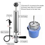 MRbrew Keg Party Pump, American D-System Beer Keg Tap Keg Hand Pump 8” Picnic Pump with Beer Faucet & Beer Hose, Chrome-Plated Keg Draft Beer Party Pump with 2 Hose Clamps Kegerator Pump for Homebrew