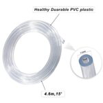 15 Feet – MRbrew Homebrew Beer Line Tubing, 3/16″ ID 7/16″ OD Clear Vinyl Tubing Draft Beer Dispensing Food Grade Hose for Kegerator, Beer Tower, D Coupler, Wine Beer Making Beer Hose with Hose Clamps