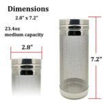 Beer Brewing Dry Hopper Filter Strainer for Homebrew Kegs, 304 Stainless Steel 300 Micron Mesh – 2.8″ x 7.2″