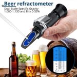 ALLmeter Beer Wine Brewing Brix Refractometer with ATC,Refractometer Dual Scale Brix Scale and Wort Specific Gravity Scale 1.000-1.130 and Brix 0-32% for Beer Wine Brewing Homebrew