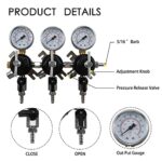 LUCKEG Triple Gauge Secondary Regulator – with three 5/16″ Outlet Barb 0-100PSI co2 regulator nitrogen regulator Secondary Regulator Beer Bar Wall Triple Regulator for Home Brewing