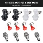 FERRODAY Ball Lock Keg Disconnect Quick Ball Lock MFL Disconnect Flared 5/16” Gas 1/4” Liquid Barbed Stainless Swivel Nuts for Corny Keg Post Ball Lock Keg Fittings for Homebrew with Clamps