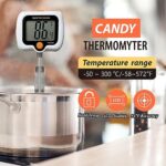 10 Inch Long Digital Candy and Deep Fry Thermometer with Pot Clip,Rotating Display, Best Instant Read Food Meat Thermometer for Candy Making or Deep Frying