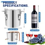 BACOENG 3Gal/12L Alcohol Still Spirits Water Distiller Copper Tube Home Brew Wine Making Kit Stainless Steel Boiler