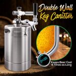 NutriChef Double Walled System-64oz Stainless Steel Growler Tap Portable Mini Keg Dispenser Kegerator Kit w/ Co2 Pressure Regulator for Craft Beer Draft/Homebrew PKBRTP99, 64oz