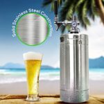 NutriChef Pressurized Growler Tap System – Stainless Steel Mini Keg Dispenser Portable Kegerator Kit – Co2 Pressure Regulator Keeps Carbonation for Craft Beer, Draft and Homebrew – PKBRTP100.5 (128oz)
