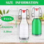 16 PCS Flip Top Glass Bottles with Caps 3.38 oz Beer Bottles Clear Swing Top Glass Bottles Vinegar Kombucha Bottles Leakproof Bottles with Stoppers Airtight Lids for Home Brewing Beverages Water