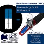 Rhino Beer (0-32% Brix & 1.000-1.130 Specific Gravity) Refractometer for Homebrew and Automatic Temperature Compensation, Replaces Homebrew Hydrometer | Teflon Coating | Wine Fruit Juice Test