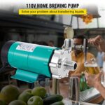 VEVOR Stainless Steel Head with 1/2 Inch Mpt Magnetic 110 Volt Inline Home Brewing System Beer Pump, Medium, Green