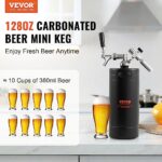 VEVOR Beer Growler Tap System 304 Stainless Steel, Pressure Display, CO2 Regulator Faucet, Leak-Proof Ring for Draft, Homebrew, Small, Black