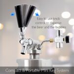 NutriChef Pressurized Growler Tap System – Stainless Steel Mini Keg Dispenser Portable Kegerator Kit – Co2 Pressure Regulator Keeps Carbonation for Craft Beer, Draft and Homebrew – (64oz)