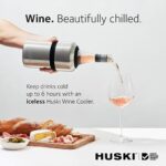 Huski Wine Chiller | Award Winning Iceless Design | Keeps Wine Cold up to 6 Hours | Wine Accessory | Next Generation Ice Bucket | Fits Some Champagne Bottles | Perfect Gift for Wine Lovers (Stainless)