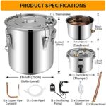 Doniks Alcohol Still3Gal Steel Water Alcohol Distiller Copper Tube water distiller Home Brewing Kit Build-in Thermometer for DIY Whisky Gin Brandy Making