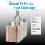 FERRODAY Wort Chiller 30 Plate 1/2 NPT Plate Chiller Stainless Steel Brazed Plate Heat Exchanger 1/2 Thread Plate Chiller – 7.3″ x 2.8″