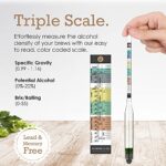 Brewer’s Elite Hydrometer – for Home Brew Beer, Wine, Mead and Kombucha – Deluxe Triple Scale Set, Hardcase and Cloth – Specific Gravity ABV Tester (Hydrometer & Glass Test Jar Kit)