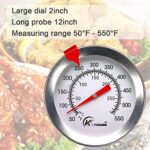 KT THERMO Deep Fry Thermometer With Instant Read,Dial Thermometer,12″ Stainless Steel Stem Meat Cooking Thermometer,Best for Turkey,BBQ,Grill